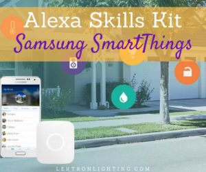 Samsung SmartThings is a collection of smart home devices that communicate with each other with a little help from Alexa Skills Kit.